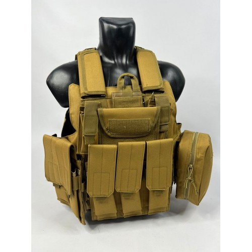 Тактический разгрузочный жилет «5 / пять карманов» с подсумками Tactical Molle Plate Carrier для съемных бронепластин в Нефтекамске